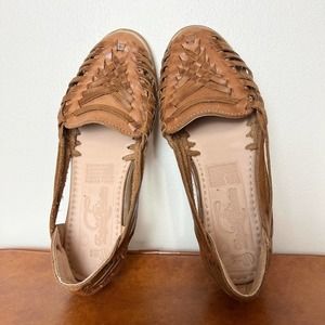 Brown Leather Woven Huaraches Sandals